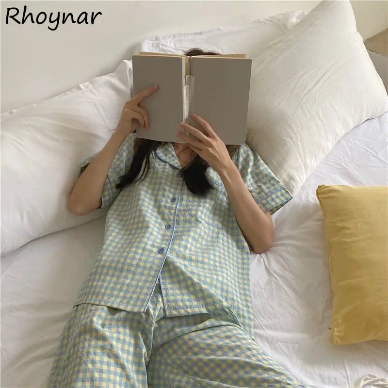 2 Piece Plaid Pajama Sets Lovely Japanese Style Loose Fashion Summer New Sleepwear Elegant Leisure Female Homewear Simple Preppy
2 Piece Plaid Pajama Sets Lovely Japanese Style Loose Fashion Summer New Sleepwear Elegant Leisure Female Homewear Simple Preppy