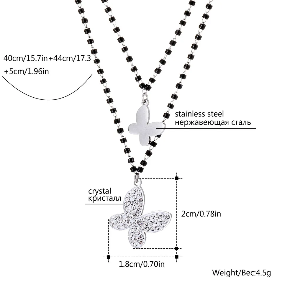 Luxurious Butterfly Pendant Double Layer Beads Choker Necklace Woman Cubic Zirconia Adjustable Charms Necklace Wedding Party
Luxurious Butterfly Pendant Double Layer Beads Choker Necklace Woman Cubic Zirconia Adjustable Charms Necklace Wedding Party