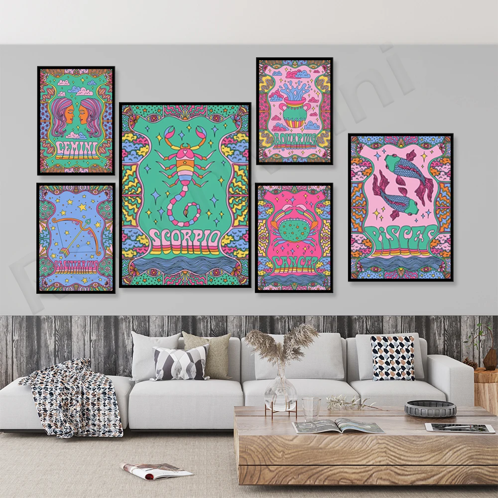 Constellation art, astrological art, Leo Libra Sagittarius Virgo, beautiful poster, colorful art zodiac decoration
Constellation art, astrological art, Leo Libra Sagittarius Virgo, beautiful poster, colorful art zodiac decoration