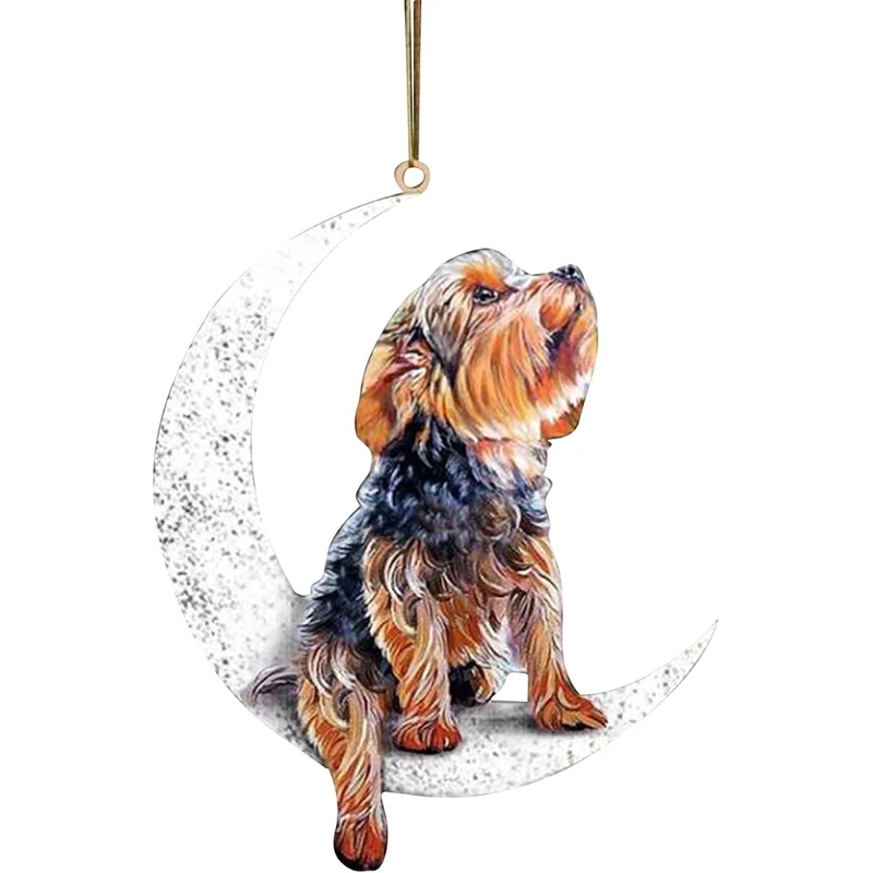 Acrylic Unique Pet Dog Christmas Tree Art Ornament Sit On The Moon Ornament Easy to Hang on Christmas Trees Doors
Acrylic Unique Pet Dog Christmas Tree Art Ornament Sit On The Moon Ornament Easy to Hang on Christmas Trees Doors