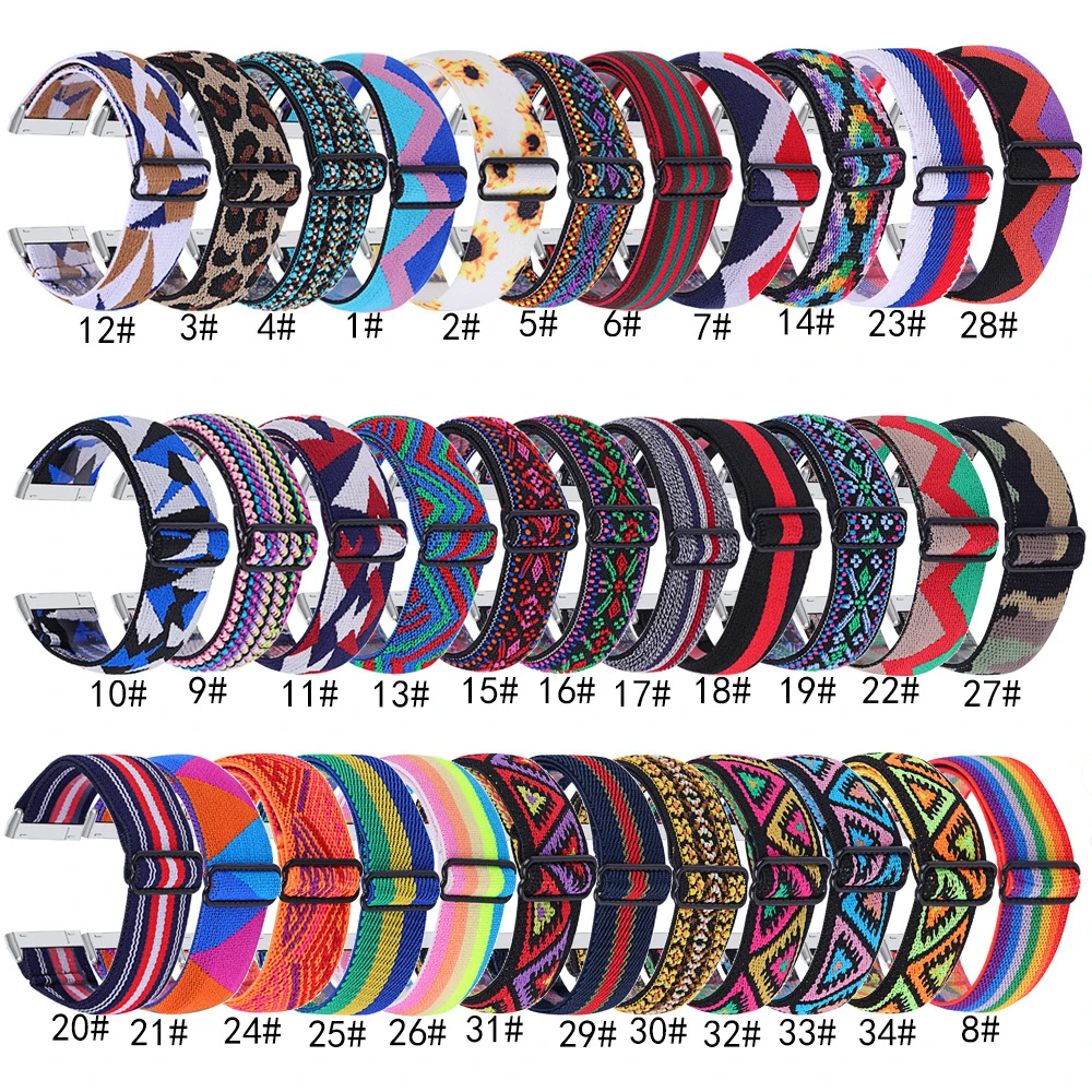 

Nylon Solo Loop Straps for Fitbit Versa 3/Sense Scrunchies Elastic Adjustment Strap Watch Replacement Printed for Fitbit Versa3