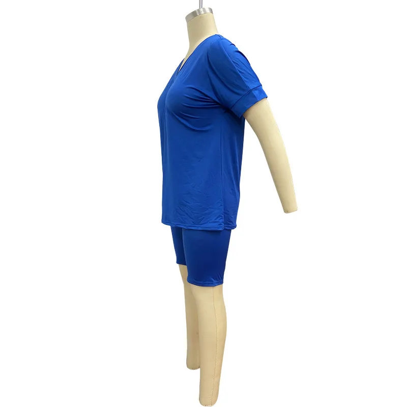 Solid Color Hot Style V-Neck Casual Athletic T-Shirt & Biker Shorts Summer Women Suit European and American 2 Piece Set
Solid Color Hot Style V-Neck Casual Athletic T-Shirt & Biker Shorts Summer Women Suit European and American 2 Piece Set