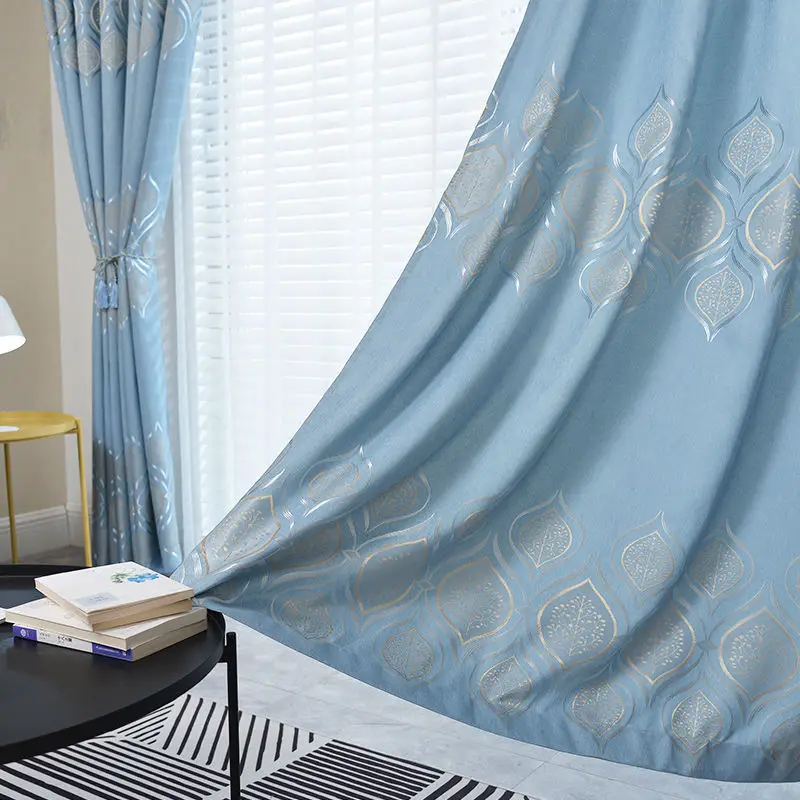 Занавеска для спальни высотой 310 см новый стиль 4 цвета на выбор синяя Роскошная