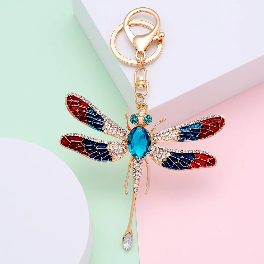 Fashion Diamond Inlaid Dragonfly Key Pendant Creative Metal Keychain Ring Custom Animal Car Bag Handbag Accessories Small Gift 
Fashion Diamond Inlaid Dragonfly Key Pendant Creative Metal Keychain Ring Custom Animal Car Bag Handbag Accessories Small Gift