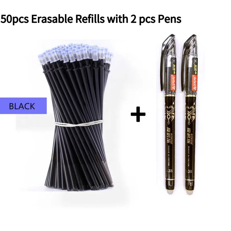 2+50Pcs/Set 0.5mm Blue Black Ink Gel Pen Erasable Refill Rod Erasable Pen Washable Handle School Writing Stationery Gel Ink Pen
2+50Pcs/Set 0.5mm Blue Black Ink Gel Pen Erasable Refill Rod Erasable Pen Washable Handle School Writing Stationery Gel Ink Pen