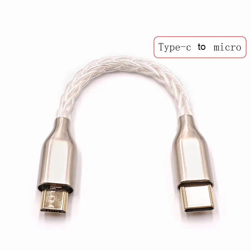 8-ядерный аудиокабель 5N из стерлингового серебра с разъемом Type-c на Lightning Micro USB-A