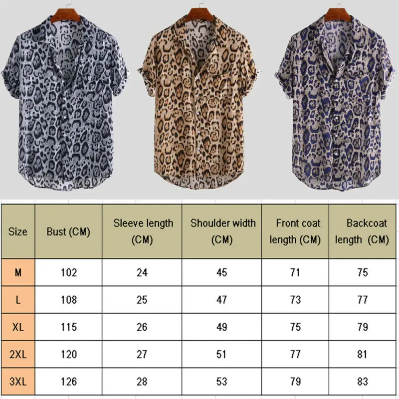 Men's Leopard Print Blouse Casual Single Pocket Short Sleeve Turn Down Collar V Neck Shirt Loose Top New Top Cloth Male Blouse
Men's Leopard Print Blouse Casual Single Pocket Short Sleeve Turn Down Collar V Neck Shirt Loose Top New Top Cloth Male Blouse