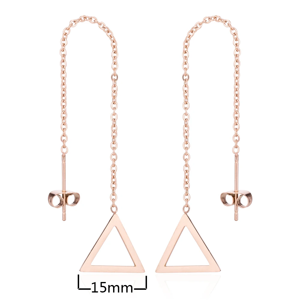 

Korean Triangle Earrings Long Line Thread Piercing Earrings For Teens Girl Geometrical Accessories Mujer Stainless Steel Jewelry