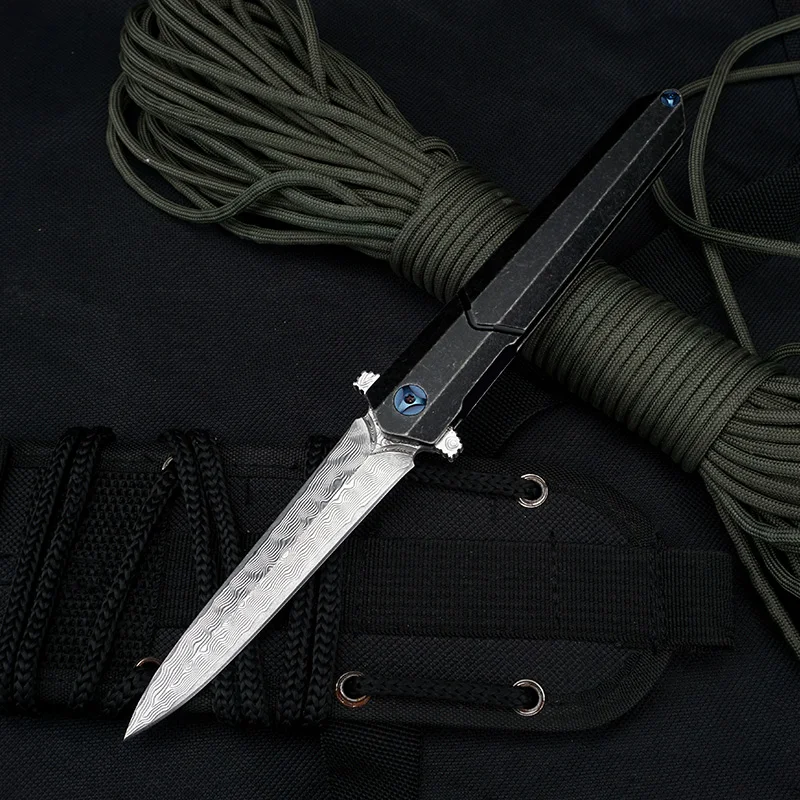 Folding Knife Damascus Blade Titanium Alloy Handle Light Weight Quick Open Camping Outdoor Survival Fruit Knife Practical Knife
Folding Knife Damascus Blade Titanium Alloy Handle Light Weight Quick Open Camping Outdoor Survival Fruit Knife Practical Knife