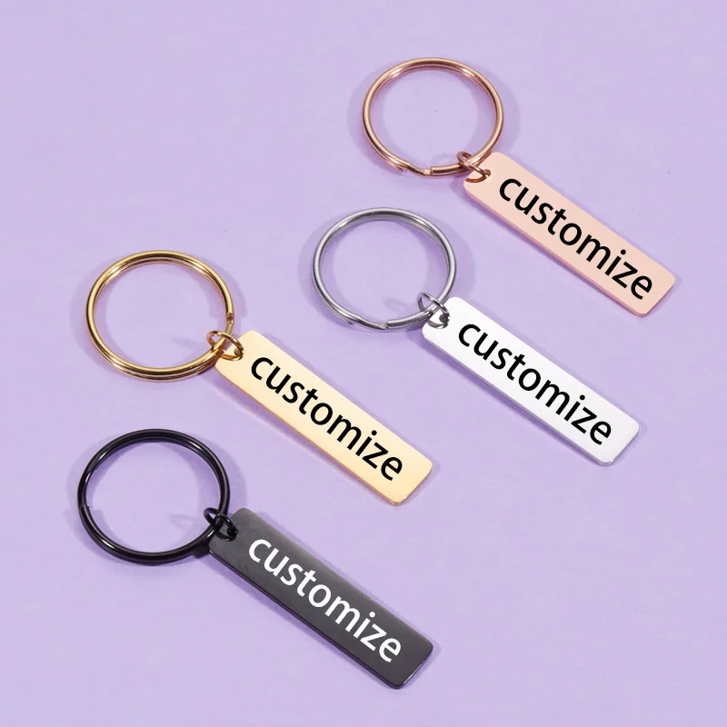 Laser Custom Name Logo Stainless Steel Square Strip Tag Keychain Blank Metal Plate For keychain
Laser Custom Name Logo Stainless Steel Square Strip Tag Keychain Blank Metal Plate For keychain