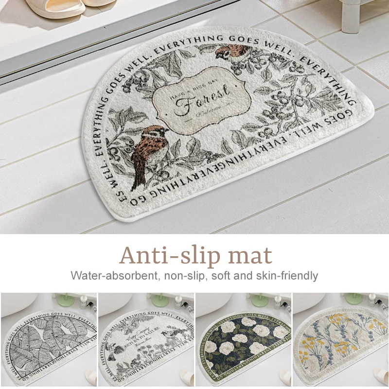 High-end Euro Semicircle Plush Floor Mat Anti-slip Area Rugs Bath Absorbent Carpet Painted Flowers and Birds Pattern Door Mat
High-end Euro Semicircle Plush Floor Mat Anti-slip Area Rugs Bath Absorbent Carpet Painted Flowers and Birds Pattern Door Mat