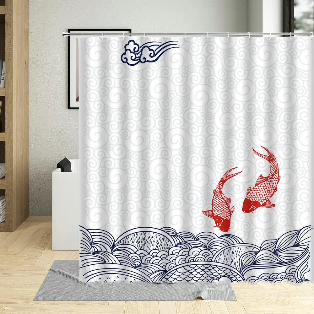 Goldfish Flower Printing Bathroom Decor Koi Polyester Fabric Waterproof Shower Curtain Wall Decoration Screen With Hooks Curtain
Goldfish Flower Printing Bathroom Decor Koi Polyester Fabric Waterproof Shower Curtain Wall Decoration Screen With Hooks Curtain