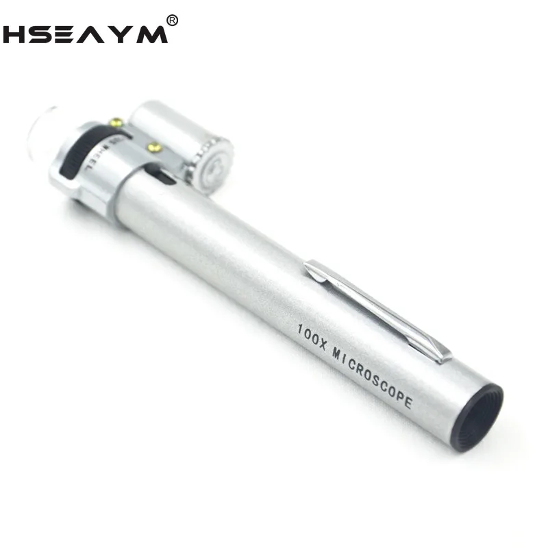 100X Mini Microscope with LED Pen Type Electronic Microscope Mini Portable Medical Coin Stamp Magnifying Glass Loupe
100X Mini Microscope with LED Pen Type Electronic Microscope Mini Portable Medical Coin Stamp Magnifying Glass Loupe