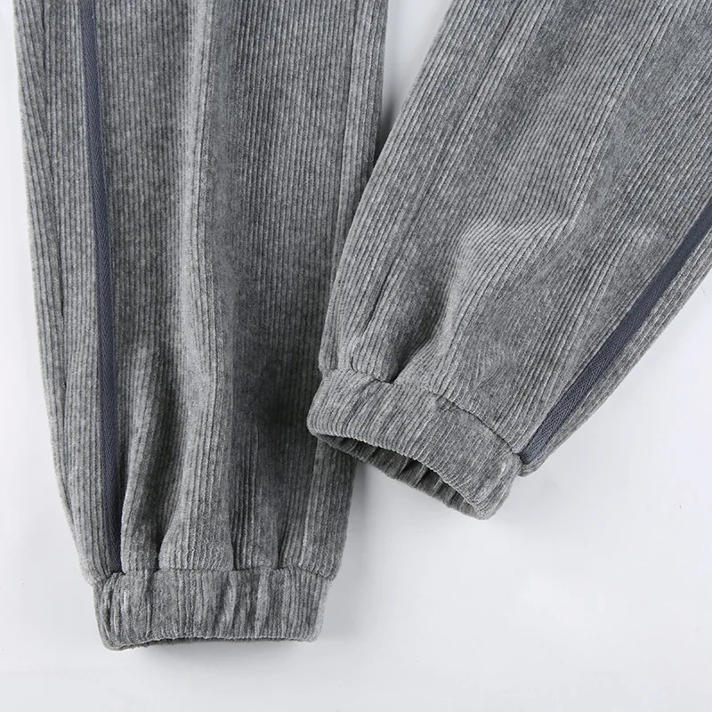 WEPBEL Women's Corduroy Sweatpants Ladies Drawstring High Waist Elastic Joggers Streetwear Pencil Pants Female Loose Trousers