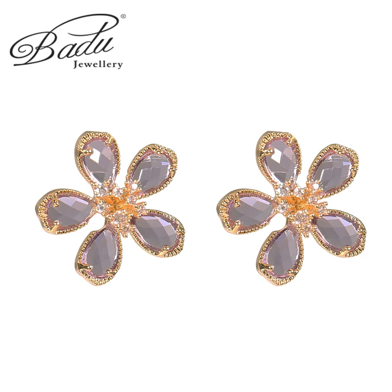 Badu Women Flower Stud Earrings Crystal Earrings Metal Wrapped Jewelry Purple Transparent Accessories Temperament Gifts for Girl
Badu Women Flower Stud Earrings Crystal Earrings Metal Wrapped Jewelry Purple Transparent Accessories Temperament Gifts for Girl