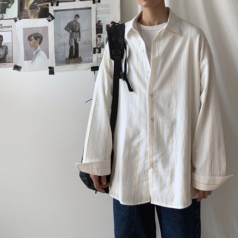 Autumn 2020 Men Causal Washed Cotton Loose Long Sleeve Shirts Striped Breasted Camisa Masculina Black White M-2xl
Autumn 2020 Men Causal Washed Cotton Loose Long Sleeve Shirts Striped Breasted Camisa Masculina Black White M-2xl