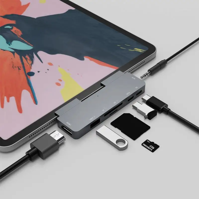 7 N 1 USB3.1 Multi-Function Dock Type-C To HDMI 7-In-1 HUB Hub For Ipad Pro Type C Adapter with 4K HDMI USB-C PD TF SD USB 3.0
7 N 1 USB3.1 Multi-Function Dock Type-C To HDMI 7-In-1 HUB Hub For Ipad Pro Type C Adapter with 4K HDMI USB-C PD TF SD USB 3.0