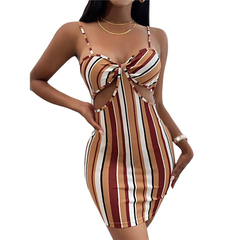 Women Spaghetti Strap Dress Stripes Print Sexy Deep V-neck Hollow Out Sleeveless Backless Summer Beach Party Club Clothing
Women Spaghetti Strap Dress Stripes Print Sexy Deep V-neck Hollow Out Sleeveless Backless Summer Beach Party Club Clothing