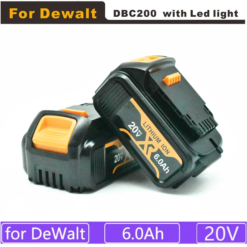 Сменный аккумулятор 20 в 6 0 Ач электроинструмент для DeWalt XR MAX DCB206 DCB200 DCB203 DCB205 DCB204