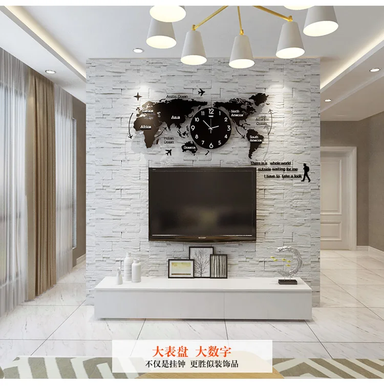 Creative clock wall clock living room modern minimalist art fashion decoration Nordic world map personality home clock
Creative clock wall clock living room modern minimalist art fashion decoration Nordic world map personality home clock
