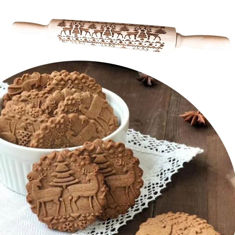 Christmas Deer Wooden Rolling Pin Embossing Baking Cookies Noodle Biscuit Fondant Cake Dough Patterned Roller Snowflake
Christmas Deer Wooden Rolling Pin Embossing Baking Cookies Noodle Biscuit Fondant Cake Dough Patterned Roller Snowflake