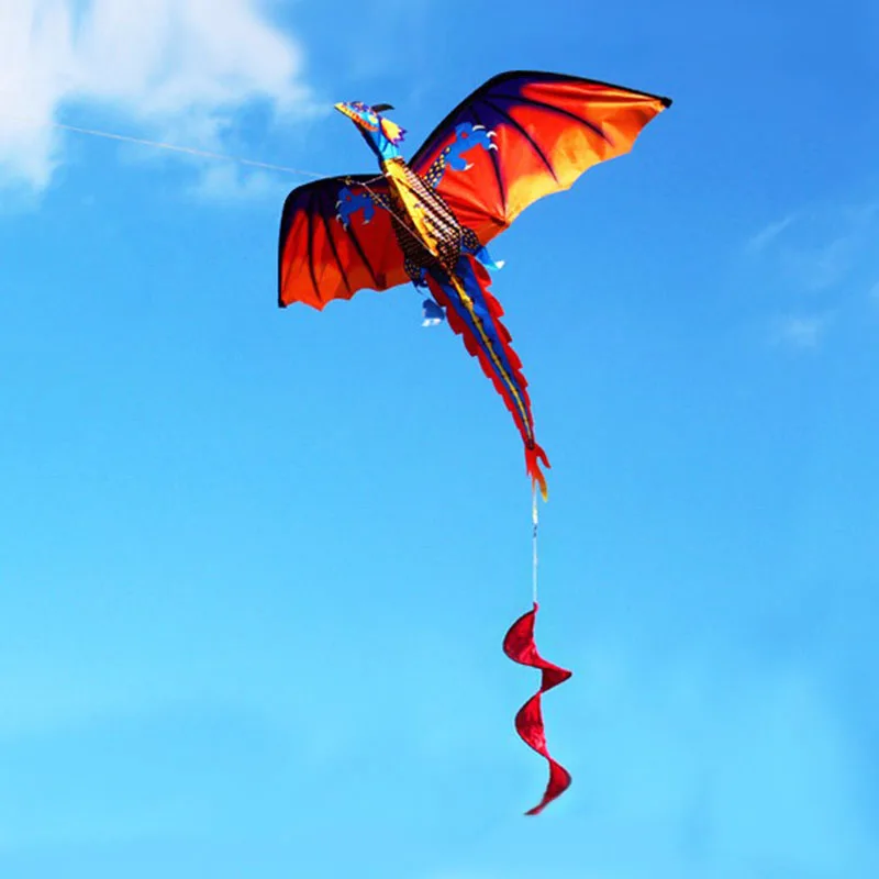 Воздушный змей 3D Дракон 140 см кайт с одной линией и хвостом 100 м Спортивная уличная