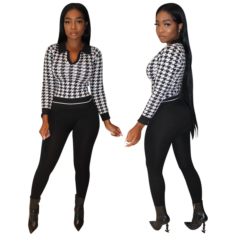 S-2xl Women'S Clothing Fall Print Long Sleeve V Neck Top And Legging Pants Sexy Balck Skinny Outfits 2021 Wholesale Dropshipping
S-2xl Women'S Clothing Fall Print Long Sleeve V Neck Top And Legging Pants Sexy Balck Skinny Outfits 2021 Wholesale Dropshipping