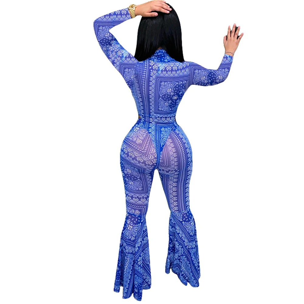 Print Women Two Piece Set Mesh Turtleneck Bodysuit Flare Pants Suit Sexy Party Tracksuit Fitness Outfit Matching Set
Print Women Two Piece Set Mesh Turtleneck Bodysuit Flare Pants Suit Sexy Party Tracksuit Fitness Outfit Matching Set