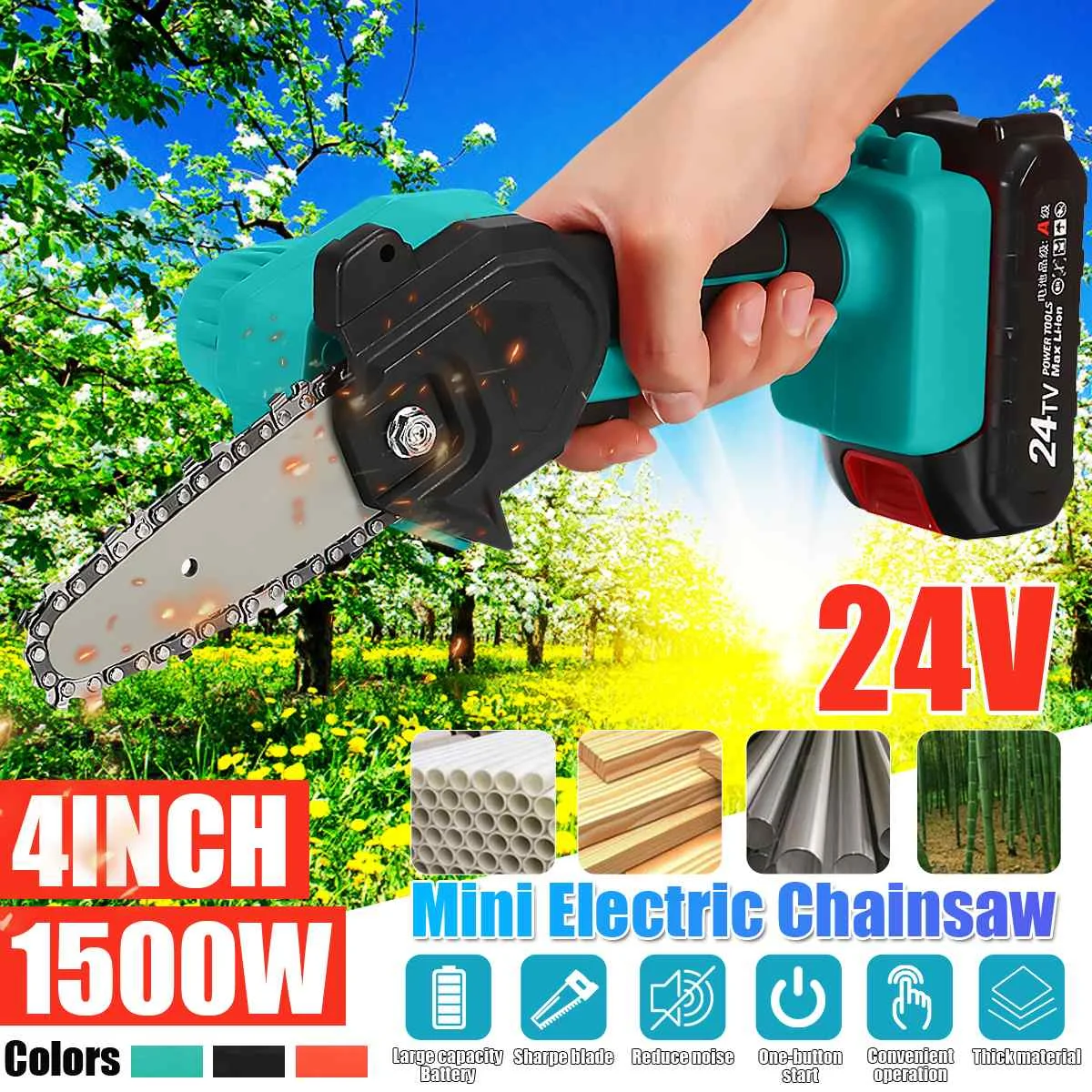 1500W 4 Inch 24VF Mini Electric Chain Saw With 2PC Battery Woodworking Pruning One-handed Garden Tool Rechargeable EU Plug
1500W 4 Inch 24VF Mini Electric Chain Saw With 2PC Battery Woodworking Pruning One-handed Garden Tool Rechargeable EU Plug