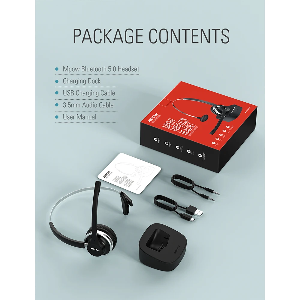 Mpow HC3 Pro Bluetooth Headphones V5.0 Wireless Headset with Dual Noise Cancelling Mic Charging Dock for for Cellphone Office
Mpow HC3 Pro Bluetooth Headphones V5.0 Wireless Headset with Dual Noise Cancelling Mic Charging Dock for for Cellphone Office