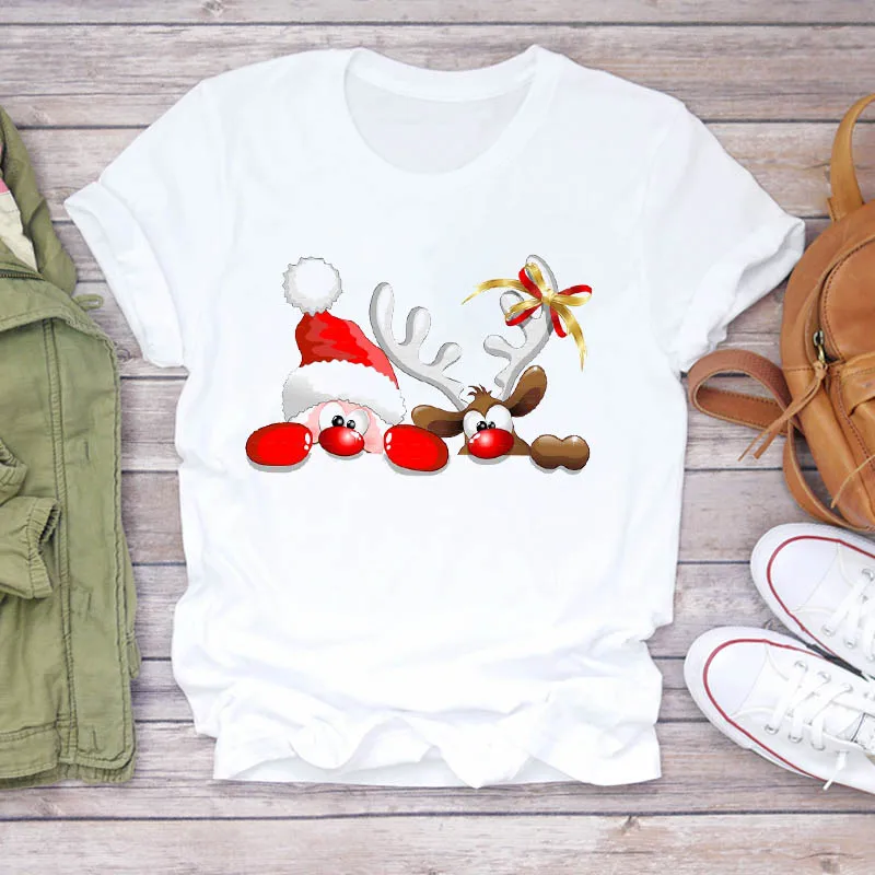 Female Tee T-Shirt Merry Christmas Santa Reindeer Print T Shirt Women Cartoon Holiday Clothing Winter Lady T-shirts Top
Female Tee T-Shirt Merry Christmas Santa Reindeer Print T Shirt Women Cartoon Holiday Clothing Winter Lady T-shirts Top