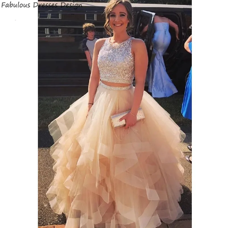 Two Pieces Long Prom Dresses Luxury 2022 Sequin Top And Tulle Puffy Skirt A Line Evening Dress Party For Women O-neck Vestidos
Two Pieces Long Prom Dresses Luxury 2022 Sequin Top And Tulle Puffy Skirt A Line Evening Dress Party For Women O-neck Vestidos
