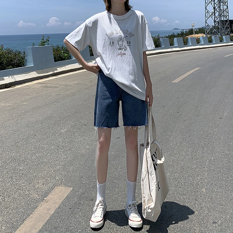 TongSiHai Jeans for Women Ladies Summer High Waist Knee Length Denim Pants Girls Students Casual Jean Shorts Streetwear
TongSiHai Jeans for Women Ladies Summer High Waist Knee Length Denim Pants Girls Students Casual Jean Shorts Streetwear