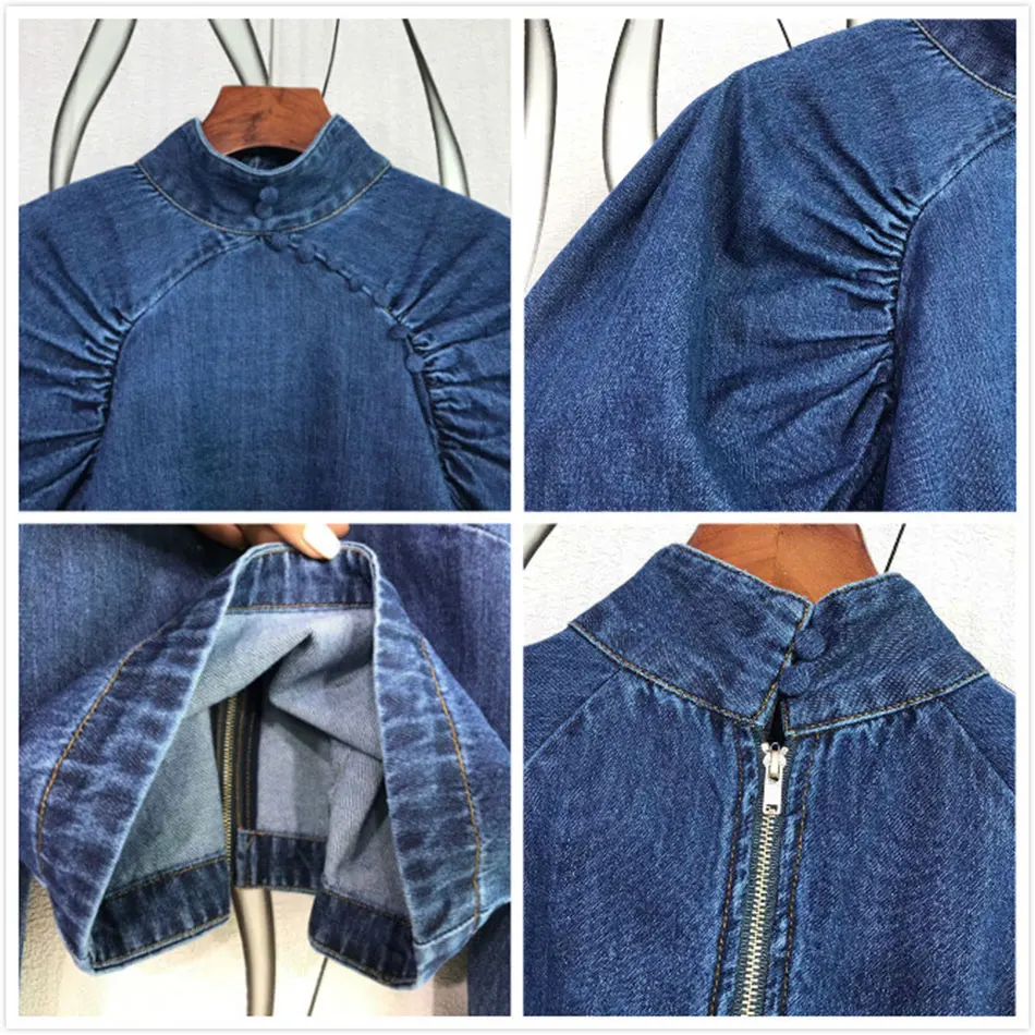 High Quality Women'S 2020 Autumn New Slim Denim Shirt Sexy Stand-Up Collar Puff Sleeve Button Back Zipper Blue Short Denim Shirt 
High Quality Women'S 2020 Autumn New Slim Denim Shirt Sexy Stand-Up Collar Puff Sleeve Button Back Zipper Blue Short Denim Shirt