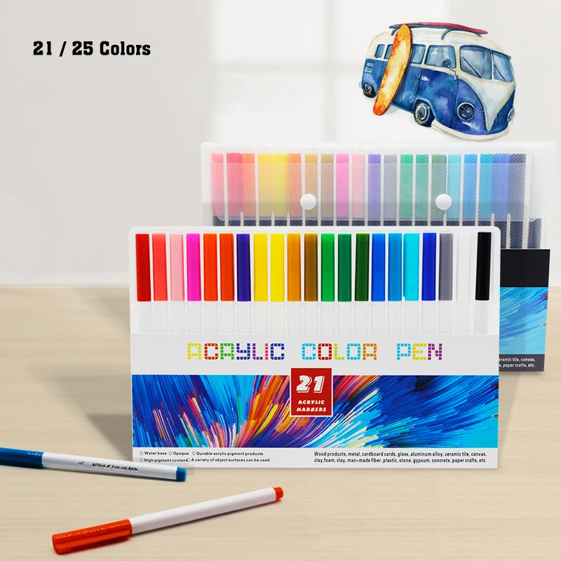21/25 Color Permanent Acrylic Paint Marker Pens for Fabric Canvas, Metal and Ceramics, Glass, Art Rock Painting, Card Making
21/25 Color Permanent Acrylic Paint Marker Pens for Fabric Canvas, Metal and Ceramics, Glass, Art Rock Painting, Card Making