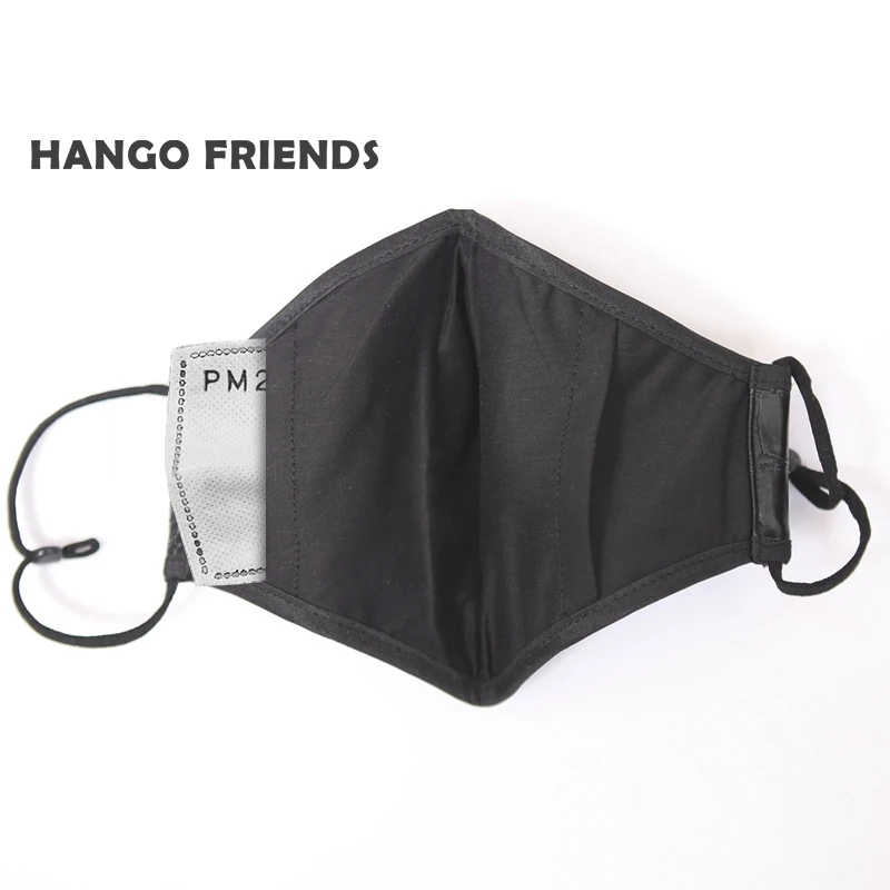 Hango Protective Mask Reusable Washable Facemask with Filter Pocket Imitation Leather Face Cotton Black Dust Man Woman | Аксессуары для
