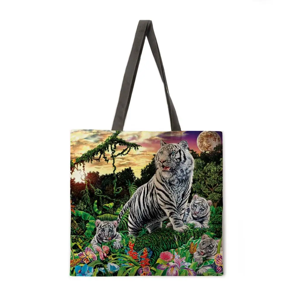 Reusable Shopping Bag Forest Tiger Ladies Fashion Beach Bag Shoulder Bag Linen Fabric Tote Bag
Reusable Shopping Bag Forest Tiger Ladies Fashion Beach Bag Shoulder Bag Linen Fabric Tote Bag