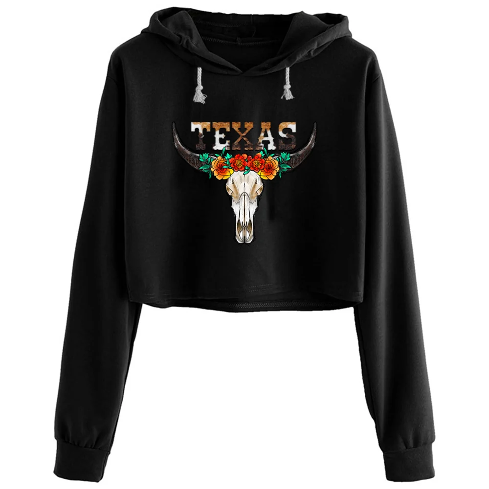 Texas Bull Skull Crop Hoodies Women Korean Y2k Kawaii Goth Pullover For Girls
Texas Bull Skull Crop Hoodies Women Korean Y2k Kawaii Goth Pullover For Girls