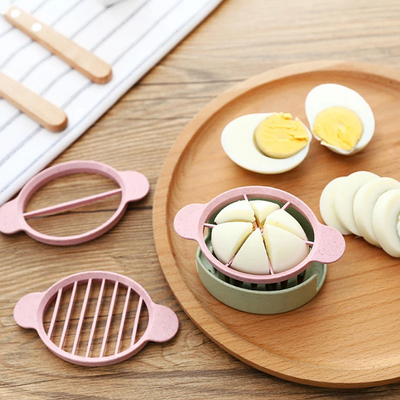 

1pc 4 Colors Three in one Wheat Straw Egg Cutter Convenient Multifunctional Split Device Food Divider Slicer Egg Slicer Tool
