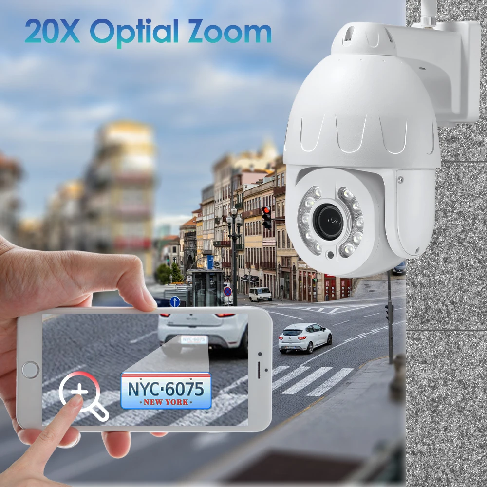 20X IP камера безопасности 8MP Wi-Fi видеонаблюдение CCTV Открытый PTZ Беспроводная