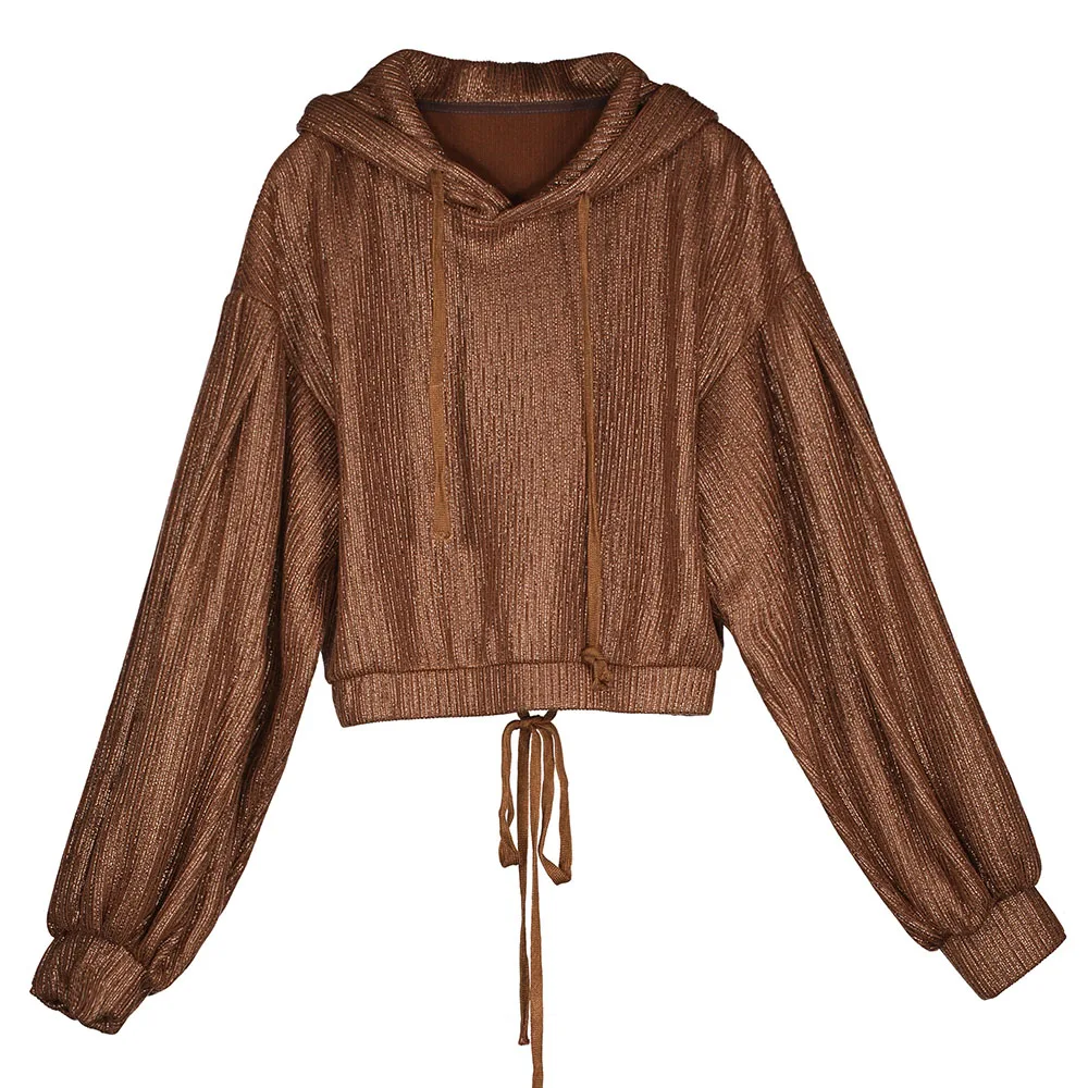 Drawstring Lantern Sleeve Short Women's Hoodie Plain Long Sleeve Short Hooded Sweatshirt Spring Leisure Female Tops
Drawstring Lantern Sleeve Short Women's Hoodie Plain Long Sleeve Short Hooded Sweatshirt Spring Leisure Female Tops
