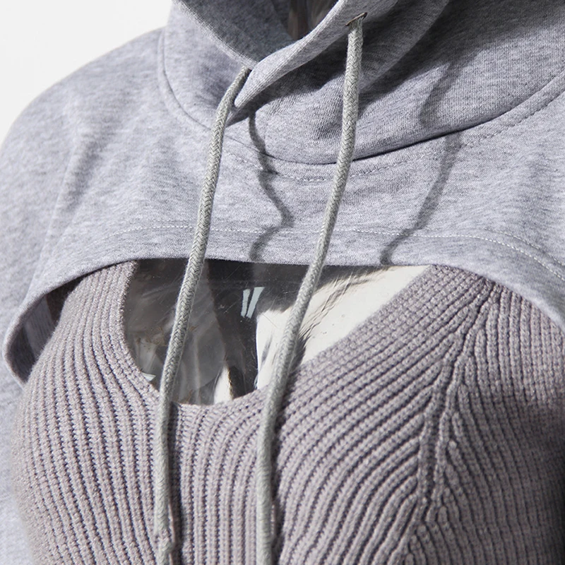 Loose Fit Gray Knitting Short Sweatshirt New Hooded Long Sleeve Women Big Size Fashion Tide Spring Autumn 2021 C733
Loose Fit Gray Knitting Short Sweatshirt New Hooded Long Sleeve Women Big Size Fashion Tide Spring Autumn 2021 C733