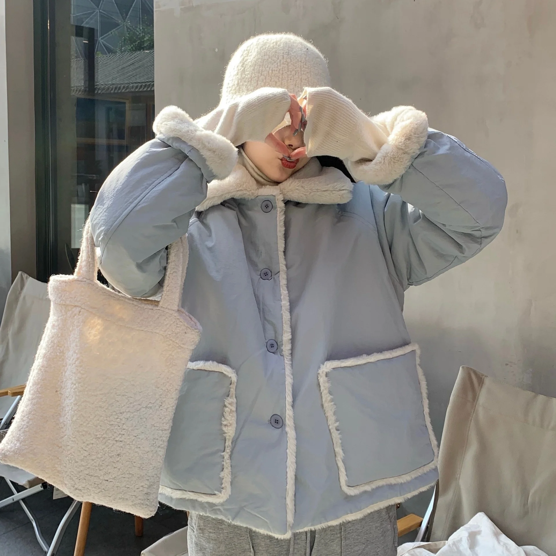 Wear Thickened Cotton Jacket on Both Sides. Winter Student Warm Wool Collar Cotton Jacket Long Sleeve Cotton Jacket Women's
Wear Thickened Cotton Jacket on Both Sides. Winter Student Warm Wool Collar Cotton Jacket Long Sleeve Cotton Jacket Women's