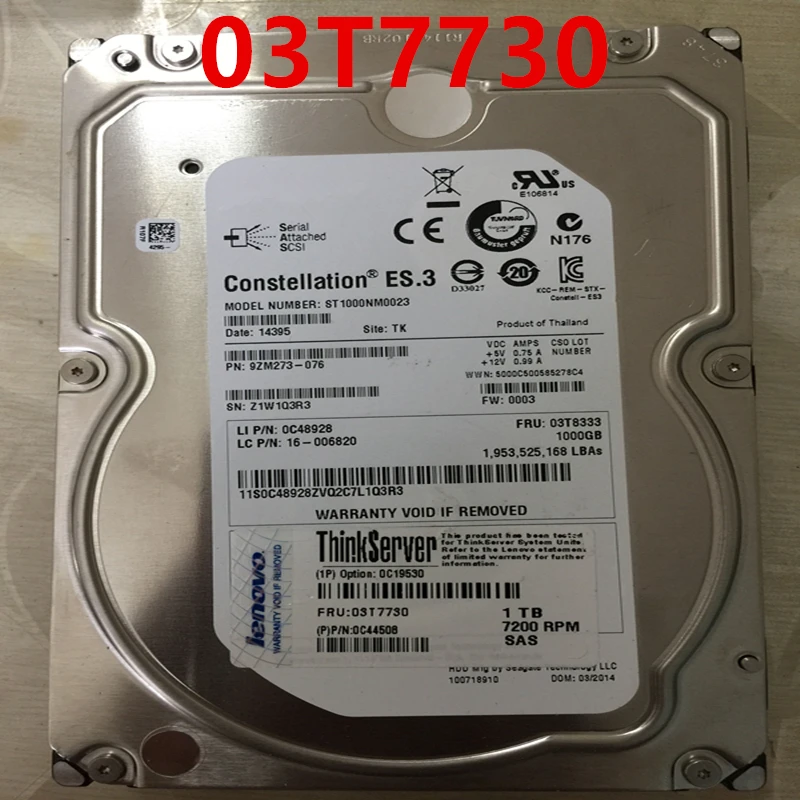 95% New HDD For Lenovo 1TB 3.5" SAS 64MB 7.2K For Internal HDD For Server HDD For 03T7730 0C48928 ST1000NM0023 16-006820 0C19530
95% New HDD For Lenovo 1TB 3.5" SAS 64MB 7.2K For Internal HDD For Server HDD For 03T7730 0C48928 ST1000NM0023 16-006820 0C19530