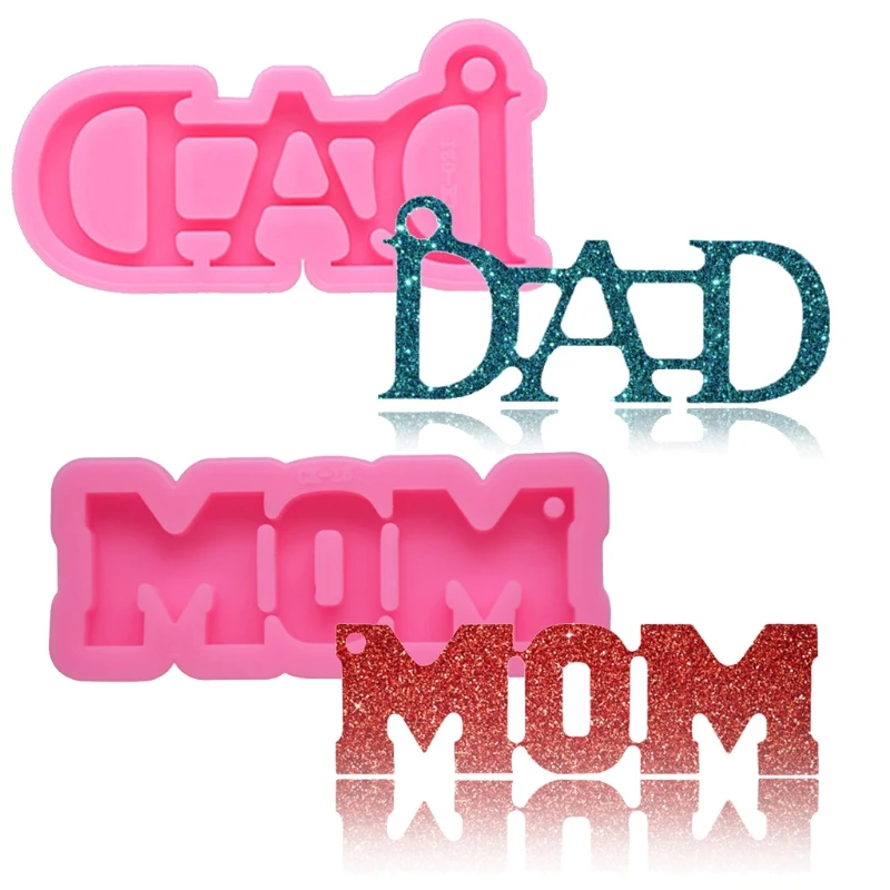 

Handmade Mom Dad Resin Mold Letter Mother's Father's Day Gift Keychain Pendant Resin Casting Mold Jewelry Making Tools