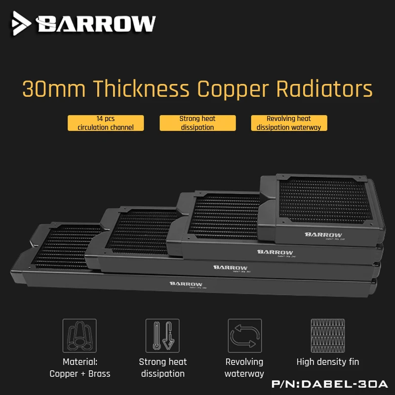 Barrow high-density single-wave copper water-cooled row 30MMDIY computer split water-cooled radiator Dabel-30a 360
Barrow high-density single-wave copper water-cooled row 30MMDIY computer split water-cooled radiator Dabel-30a 360