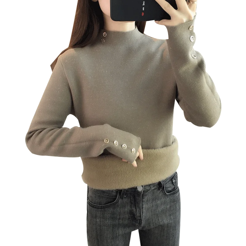 New women's half high collar Plush sweater with thickened bottoming sweater for women
New women's half high collar Plush sweater with thickened bottoming sweater for women