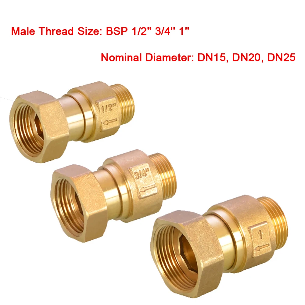 1Pcs Brass Copper Front Water Meter Connector Check Valve Booster Pump Male x Female Thread Pipe Fittings 1/2'' 3/4'' 1''
1Pcs Brass Copper Front Water Meter Connector Check Valve Booster Pump Male x Female Thread Pipe Fittings 1/2'' 3/4'' 1''