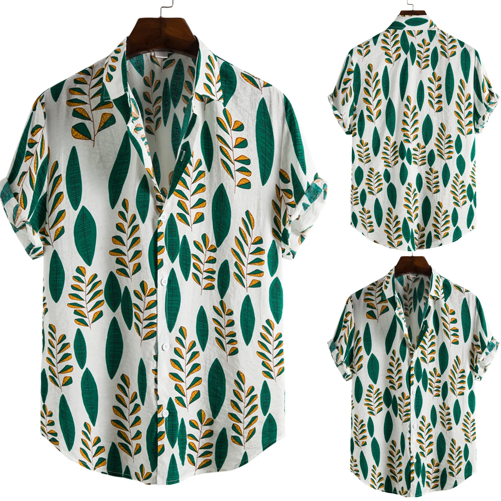 

Гавайская блузка рубашка с коротким рукавом, модная сорочка в этническом стиле, с принтом в повседневном стиле, мужская одежда
