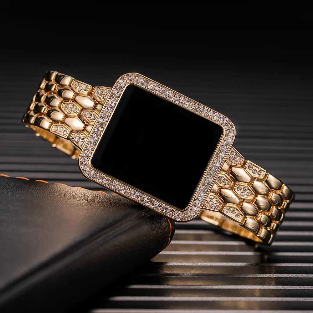 Luxury Gold Watch Digital Wrist For Women Female Touch Screen LED Women's Bracelet Stainless Steel Strap Ladies | Наручные часы